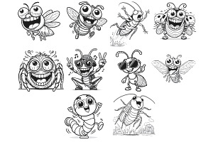 Crazy Cartoon Insects Set 1