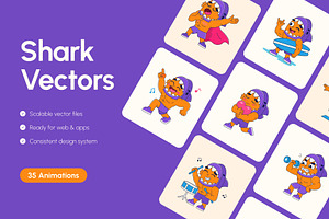 35 Animated Shark Vector Icons, an Emoji Icon by Creative Stall