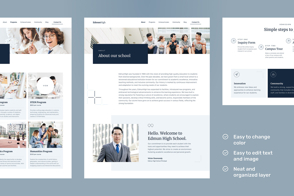 Senior High School Website, an UI Kit Template by peterdraw (Photo 4 of 9)