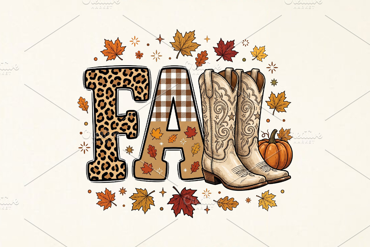 Fall Cowboy Boots PNG, a Seasonal Illustration by Canvas Craft (Photo 1 of 6)