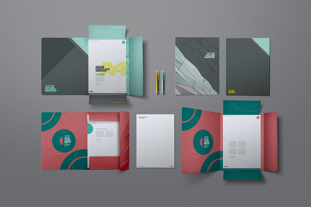 3 Flap Folder Mockup