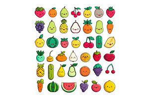 Kawaii fruits and vegetables cartoon, a Food Illustration by Onyx
