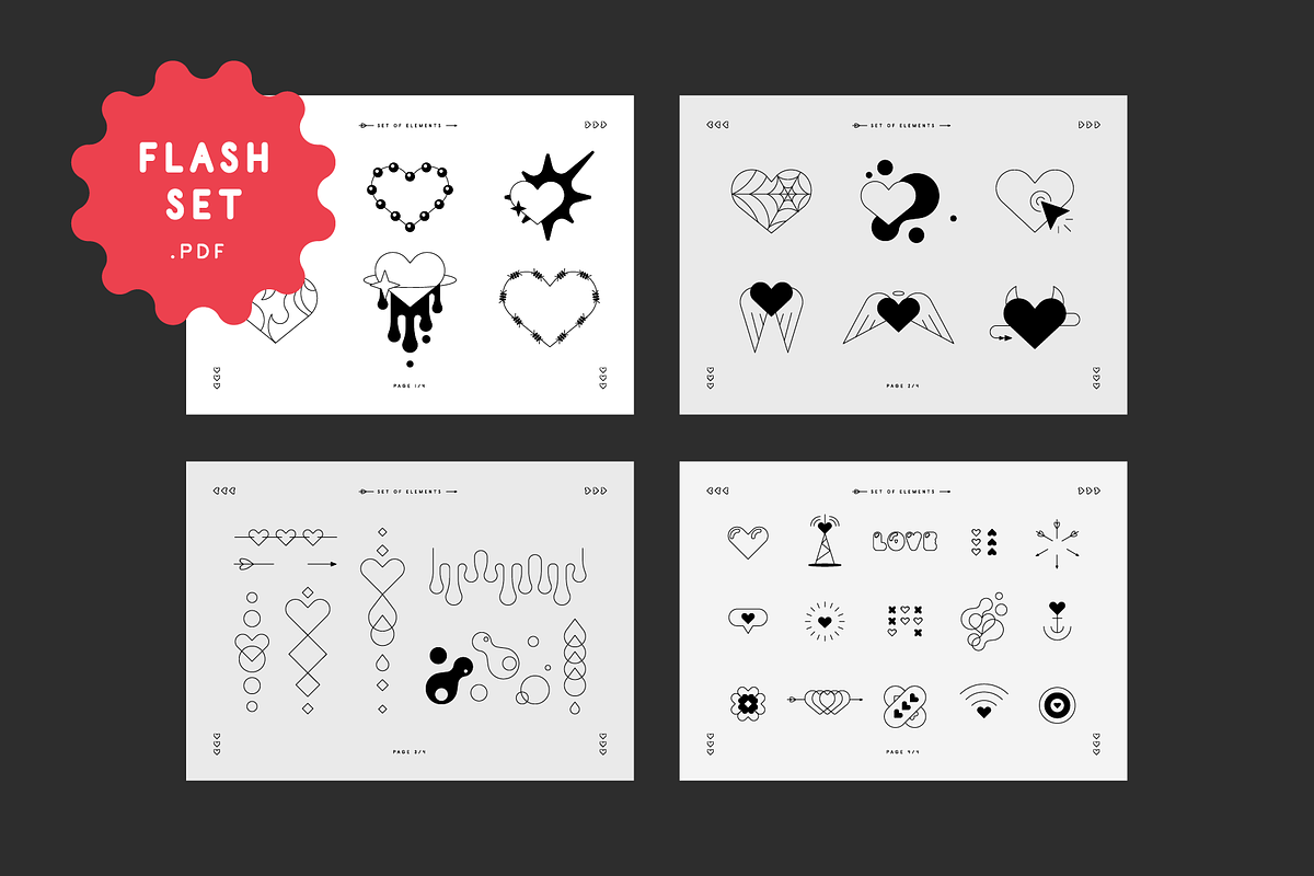 LOVECORE :: Linework flash set, an Object Graphic by V2.GRAPHICS (Photo 3 of 9)