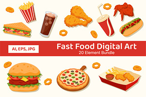 Fast Food and Street Food Bundle, an Object Graphic by Artnivora.Std