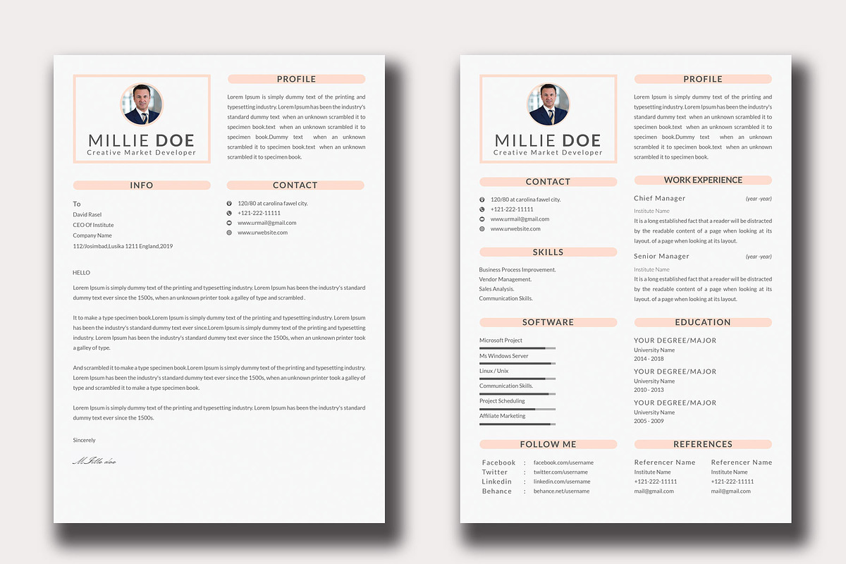 Resume Template and Cover Letter, a Resume Template by designvillage (Photo 13 of 13)