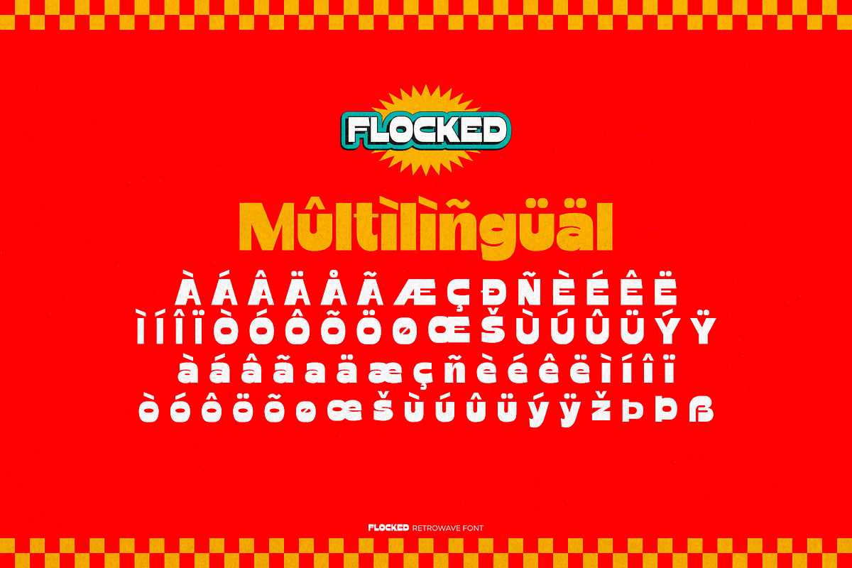 Flocked - Retrowave Font, a Sans Serif Font by ikiiko (Photo 7 of 7)