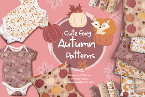 Cute Little Foxy in Autumn Patterns