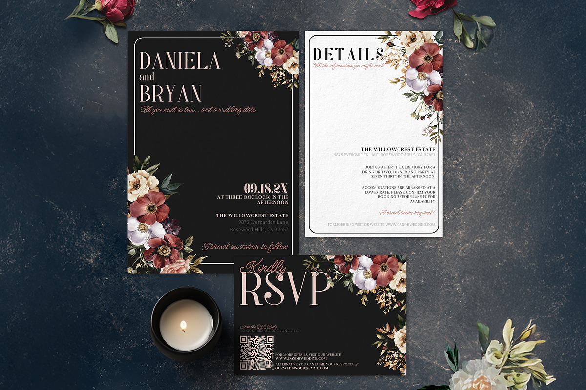 Dutch Style Black Wedding Invitation, an Invitation Template by Hotpin (Photo 1 of 5)