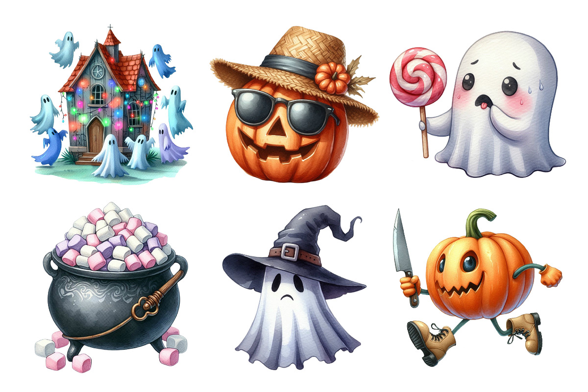 Watercolor Funny Halloween Clipart, an Illustration by Daily.Designs (Photo 4 of 5)