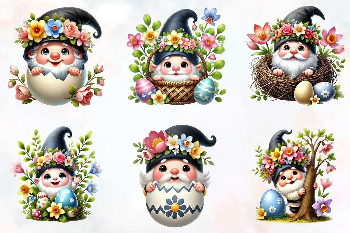Easter day gnome peeking clipart, an Illustration by RobertsArt (Photo 2 of 7)