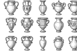 Antique Ceramic Vase Set, an Object Graphic by nikagraphic