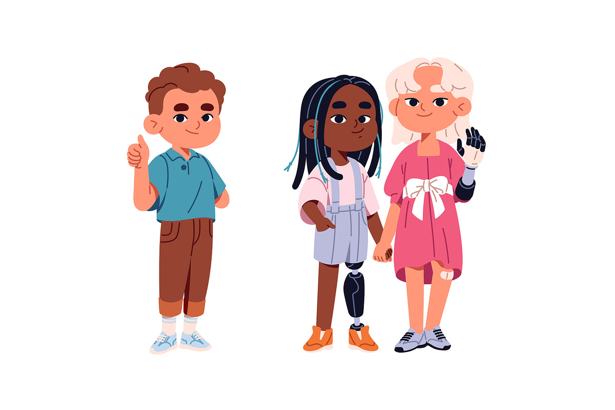 Diverse kids with disabilities set, a Person Illustration by PaperTrident (Photo 8 of 10)