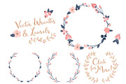 Navy & Blush Vector Flower Wreaths, an Illustration by Amanda Ilkov (Thumbnail 3 of 3)