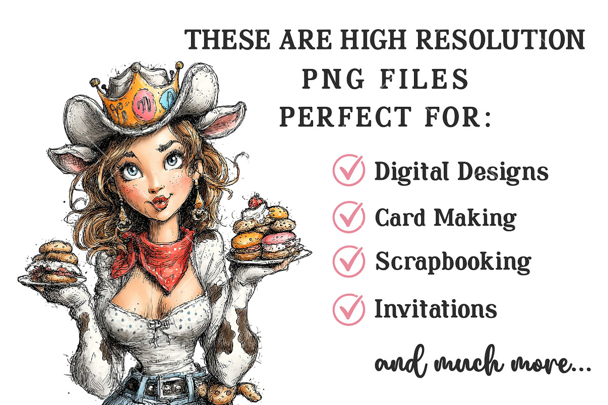 Western Birthday Cowgirl Clipart, a Seasonal Illustration by OK Design (Photo 6 of 12)