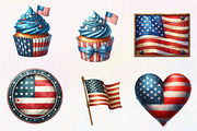 Watercolor American Flag Clipart, an Illustration by CreationArt (Thumbnail 3 of 9)