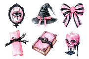 Watercolor Pink and Black Halloween, an Illustration by Daily.Designs (Thumbnail 5 of 5)