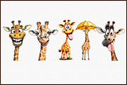 Watercolor Funny Giraffe Clipart, an Illustration by Sublimation Artist (Thumbnail 3 of 6)