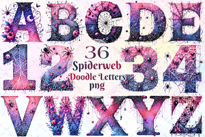 Spiderweb Doodle Letters Sublimation