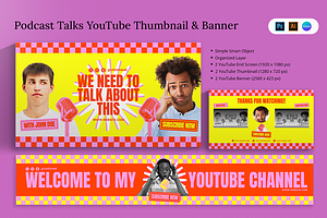 Podcast Talk Retro Youtube Thumbnail, a Social Media Template by Attype