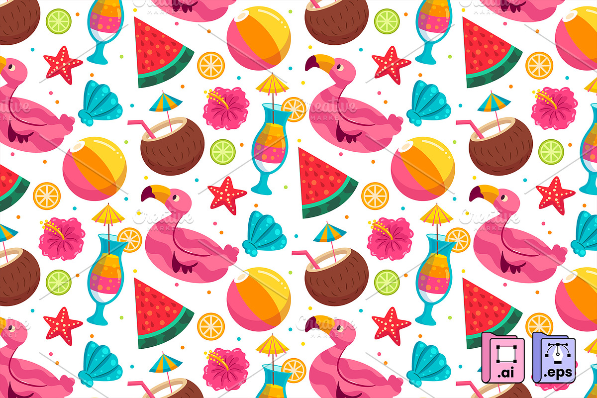 Seamless Flat Summer Pattern Design, a Pattern Graphic by MISS CHATZ (Photo 1 of 3)