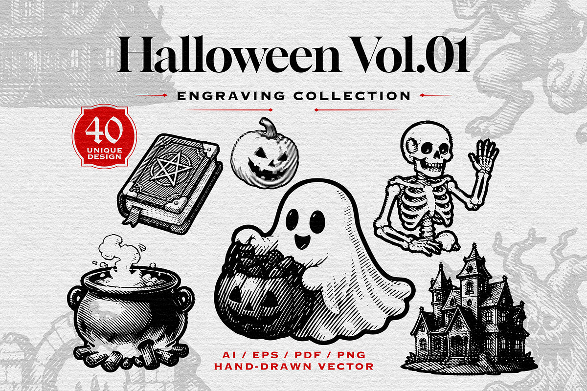 Halloween Vintage Engraving Vol.01, an Object Illustration by Alara Studio (Photo 1 of 5)