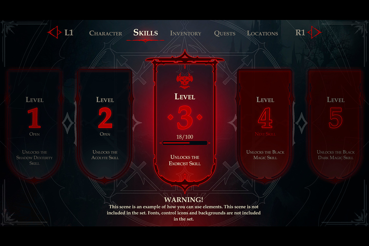 Dark Fantasy UI Set, an Object Illustration by Olga Ryzychenko (Photo 3 of 10)