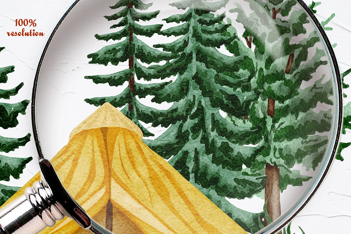 Wild Camping Watercolor Collection, a Sport Illustration by BarvArt (Photo 20 of 22)
