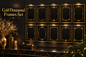 Gold Frames, a Decorative Illustration by alexdndz