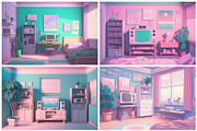 12 Pastel Vaporwave Bedrooms (Lofi), a Background Graphic by HipFonts (Thumbnail 3 of 4)