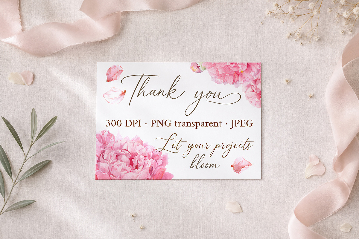 Blush Garden Peony Watercolor Set, a Seasonal Illustration by Where summer is (Photo 12 of 12)