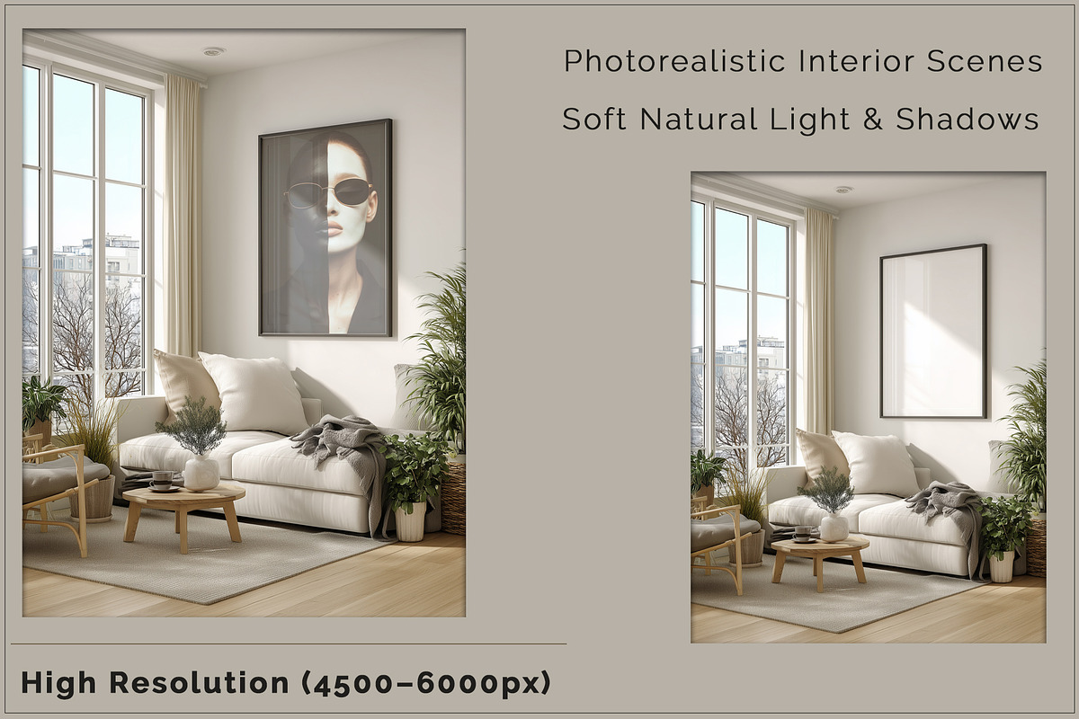 Scandinavian Poster Frame Mockup Set, a Household Mockup by Vika_Softlife (Photo 4 of 6)