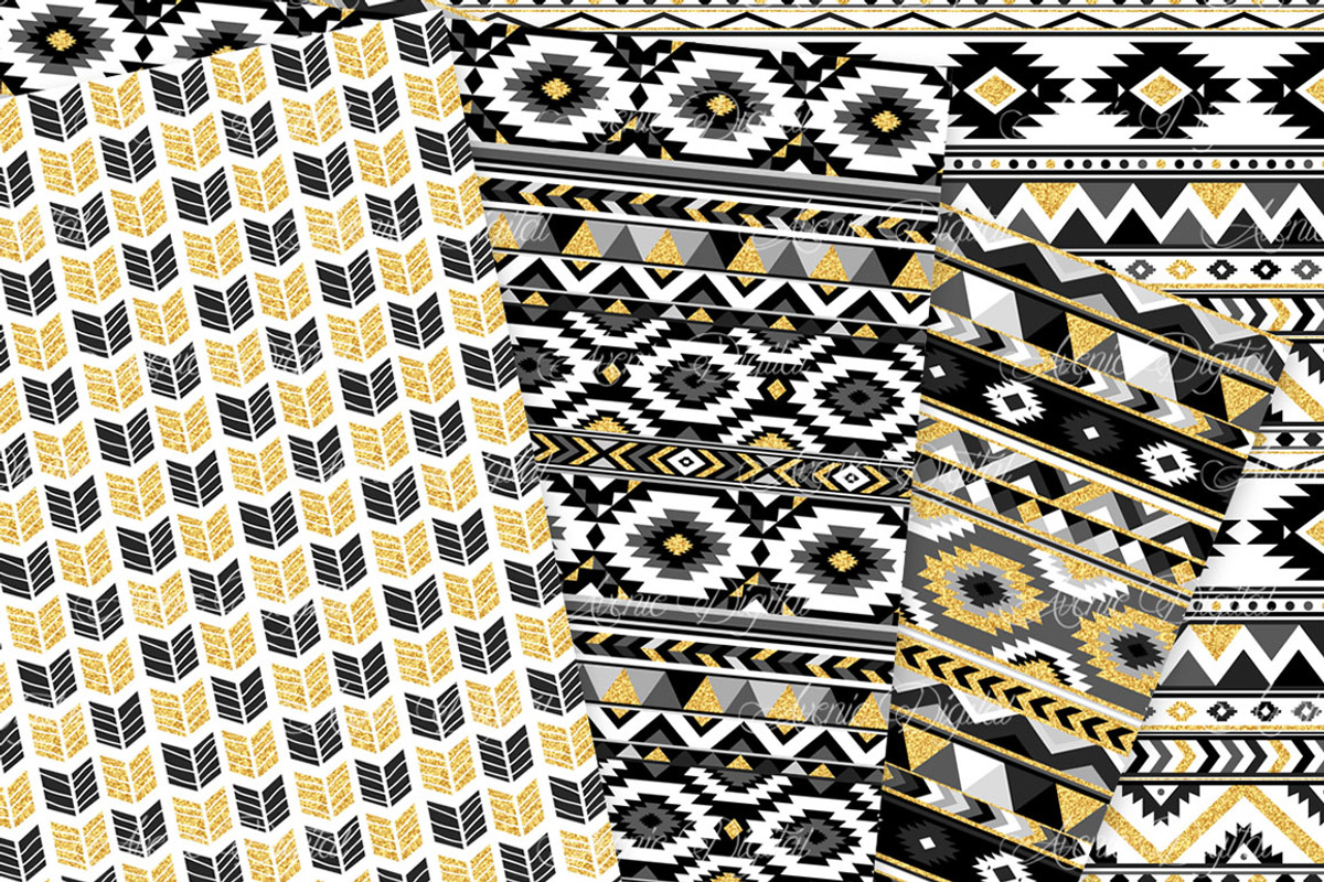 Black & Gold Boho Seamless Pattern, a Pattern Graphic by Avenie Digital (Photo 2 of 4)