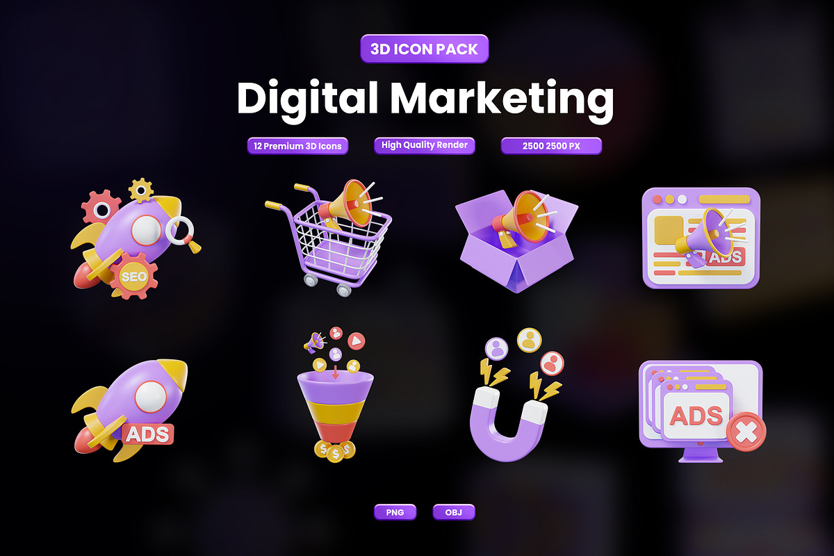 Digital Marketing 3D Icon Pack, an Object Graphic by Artnivora.Std (Photo 1 of 4)