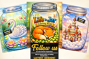 Beautiful Life in Jar Coloring Pages, a Decorative Illustration by Ink Gallery (Thumbnail 3 of 3)