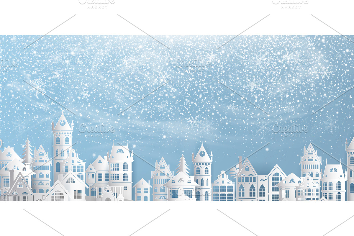 Winter village with snowy houses, a Decorative Illustration by Yayasya (Photo 1 of 3)