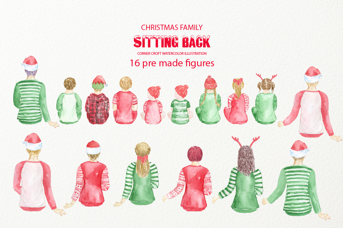 Christmas Family Sitting Back, a Person Illustration by Corner Croft (Photo 4 of 9)