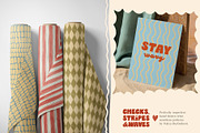 Stripe Wave Dot Tile Retro patterns, a Pattern Graphic by Yuliya Derbisheva (Thumbnail 5 of 13)