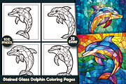 Stained Glass Dolphin Coloring Pages, an Animal Illustration by protabsorkar11 (Thumbnail 1 of 6)