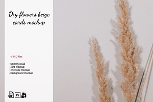 Dry flowers card mockup
