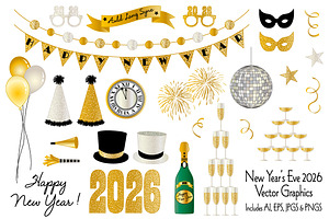 New Year's Eve 2026 Vector Graphics