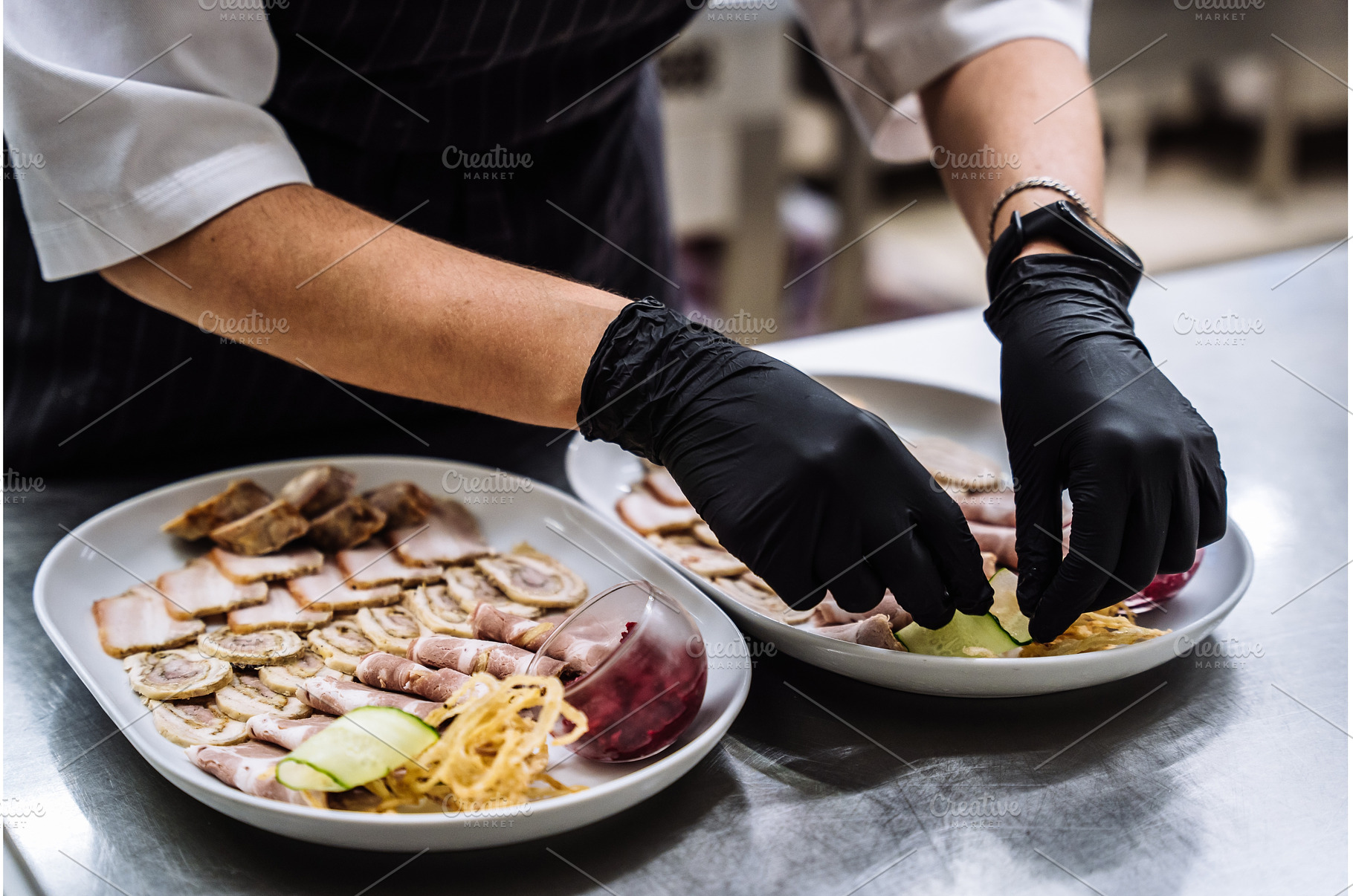 Professional chef in black gloves, a Food & Drink Photo by Red Hot Chili Pepper Shop