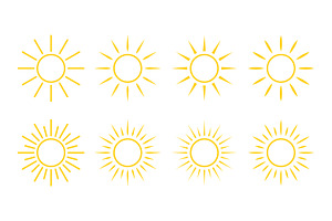 The yellow sun icon collection, an Outline Icon by Saba Vector