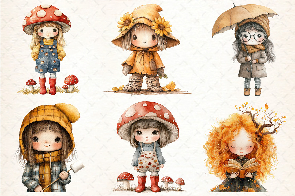 Bewitching Autumn Doll Clipart, an Illustration by DreamCafeArt (Photo 4 of 7)