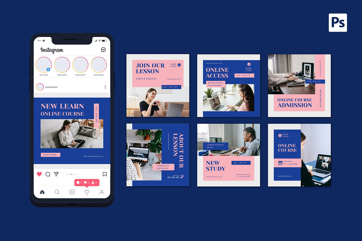 Online Course Instagram Post, a Social Media Template by CavenArt (Photo 3 of 5)