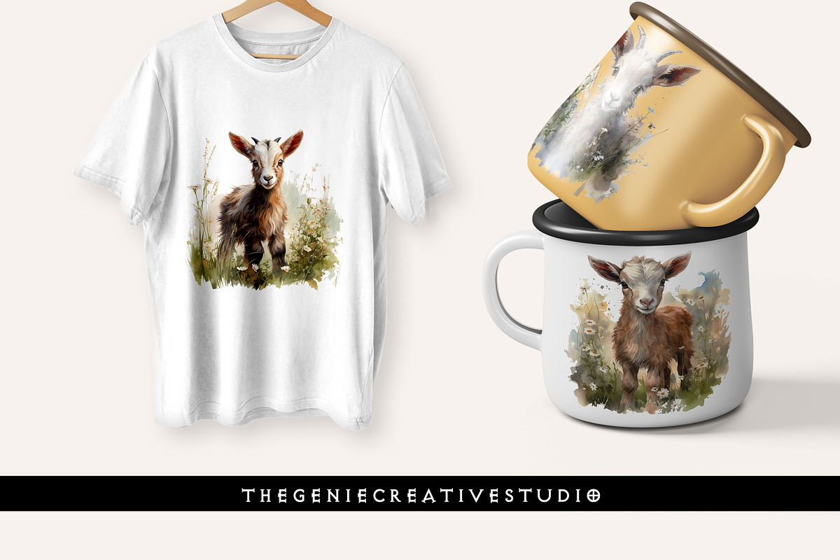 Watercolor PNG  Baby Goat Clipart, an Animal Illustration by Geniecreativestudio (Photo 7 of 9)