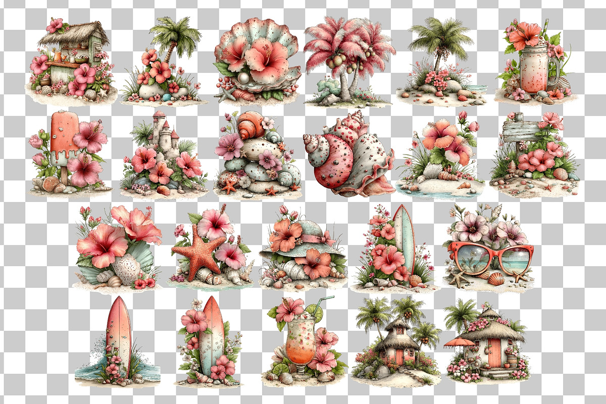 Summer Beach Watercolor Clipart PNG, a Seasonal Illustration by Nicolle's Colorful Art (Photo 3 of 4)