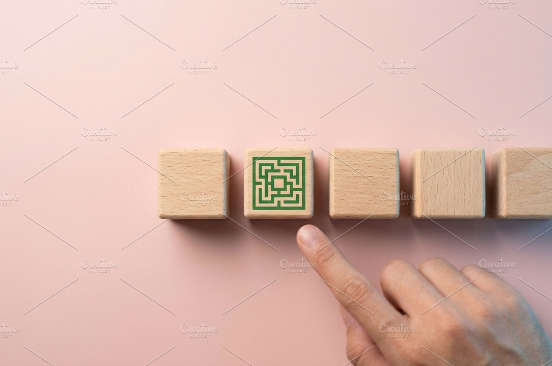Wooden Block with Maze Icon, a Business Photo by thepslr