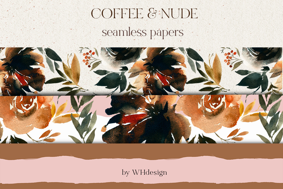 Coffe & Nude Watercolor Flowers PNG, a Decorative Illustration by whiteheartdesign (Photo 10 of 11)