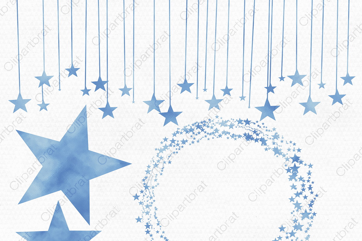 Light Blue Watercolor Star Trails, an Object Illustration by ClipartBrat Graphics (Photo 3 of 6)