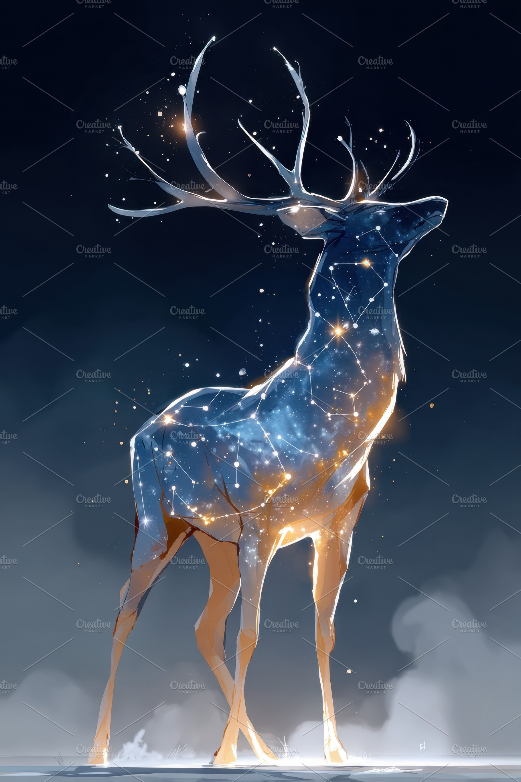 Mystical deer in a cosmic aura, an Animal Photo by AlyaAnd